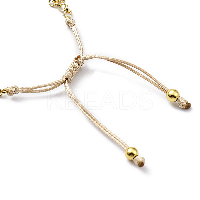 Adjustable Glass Beaded & Brass Chains Link Bracelet for Women BJEW-O187-12-1