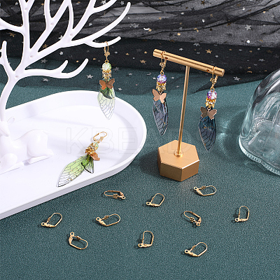 50Pcs Ion Plating(IP) 304 Stainless Steel Flower Leverback Earring Findings STAS-BBC0002-56-1