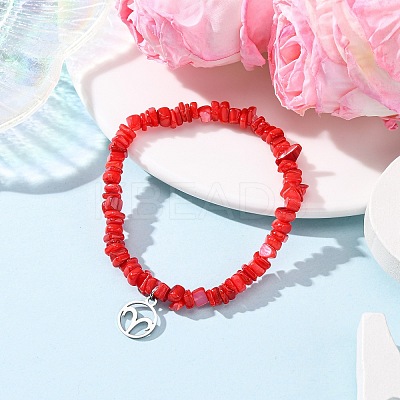 12Pcs 12 Styles Constellation Non-Tarnish 304 Stainless Steel Charms Bracelets BJEW-JB12479-1