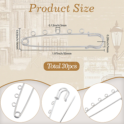 30Pcs Iron Brooch Findings  FIND-SC0020-46P-1
