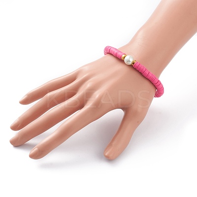 Handmade Polymer Clay Heishi Beads Stretch Bracelets BJEW-JB05759-1