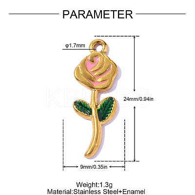 304 Stainless Steel Enamel Pendants STAS-OY019-54G-1