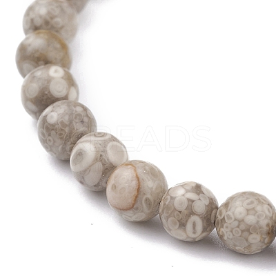 6mm Round Natural Maifanite/Maifan Stone Beads Stretch Bracelet BJEW-JB07088-03-1