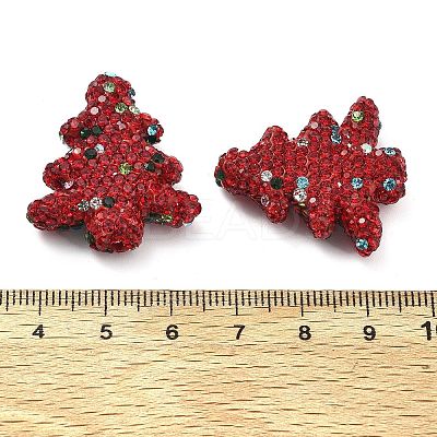 Christmas Tree Polymer Clay Rhinestone Beads CLAY-NH0001-14-1