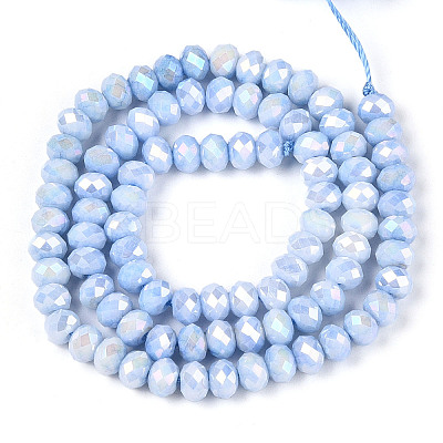 Anti-Tarnish Electroplate Rondelle Glass Beads Strands X-EGLA-T021-6mm-17-09-1