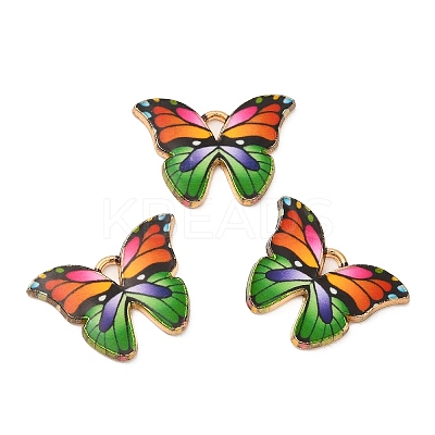 Light Gold Tone Alloy Enamel Pendants ENAM-M059-05KCG-05-1