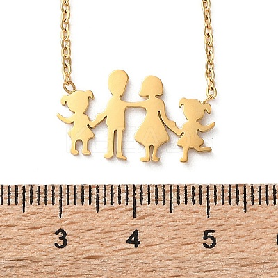 304 Stainless Steel Family Pendants Necklaces for Women NJEW-A045-11G-1