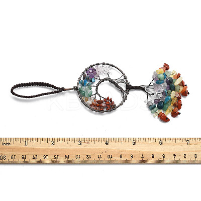 1Pc Wire Wrapped Chips Natural Gemstone Big Pendant Decorations HJEW-FS0001-05-1