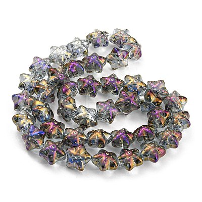 Half Rainbow Plated Electroplate Transparent Glass Beads Strands EGLA-G037-07A-HR02-1