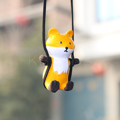 Cartoon Gesso Swinging Fox Pendant Decorations WG13575-01-1