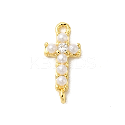 Rack Plating Brass Clear Cubic Zirconia Connector Charms KK-S396-06C-1