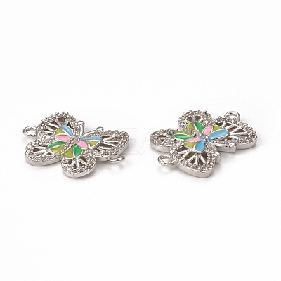 Brass Micro Pave Cubic Zirconia Connector Charms KK-E068-VB405-1