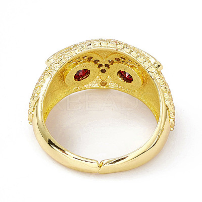 Cubic Zirconia Owl Open Cuff Rings RJEW-P079-01G-04-1