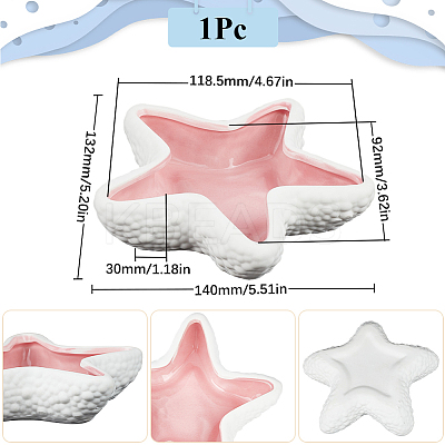 1Pc Starfish Shape Ceramic Jewelry Plate AJEW-SC0002-96A-1