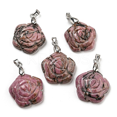 Natural Rhodonite Carved Pendants G-I319-02P-A09-1