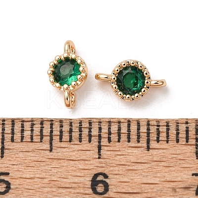 Brass Pave Green Cubic Zirconia Connector Charms ZIRC-L105-11G-1