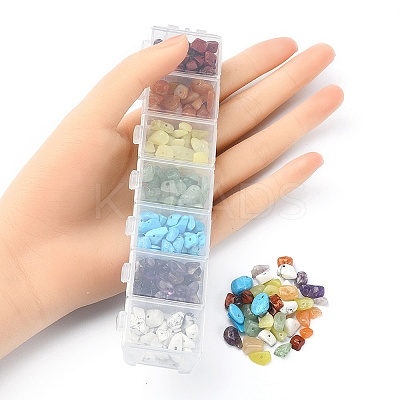 84~91G 7 Styles Chakra Natural & Synthetic Gemstone Chip Beads Strands G-YW0001-30-1