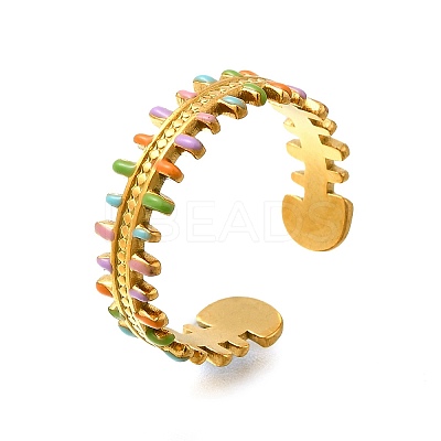 304 Stainless Steel Enamel Open Cuff Rings RJEW-M072-20G-1