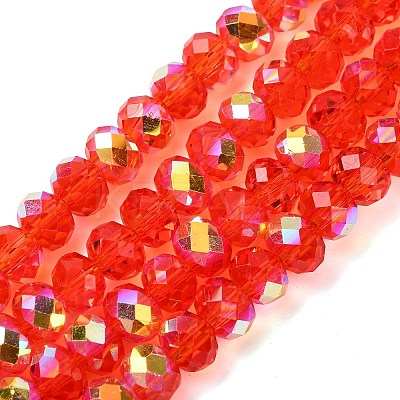 Electroplate Transparent Glass Beads Strands EGLA-A046-01B-01-1