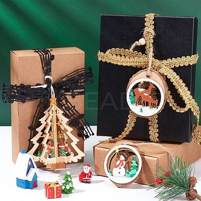 6Pcs 6 Styles Wooden Christmas Ornaments WOOD-GF0001-51-1