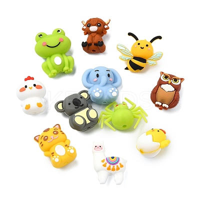 15Pcs 15 Styles Animal Food Grade Silicone Focal Beads SIL-CJ0002-74-1