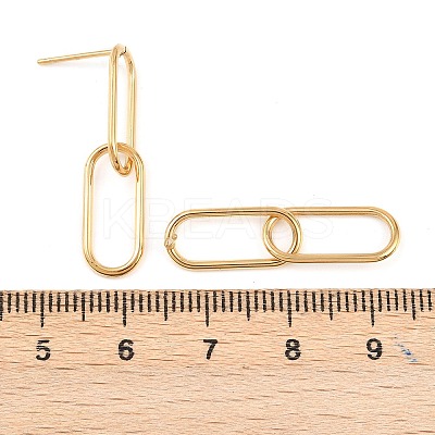 Oval 316 Stainless Steel Dangle Stud Earrings EJEW-D339-04G-1