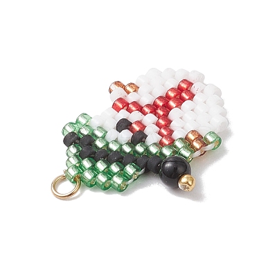 Christmas Themed Glass Seed Beaded Pendants PALLOY-MZ00868-03-1