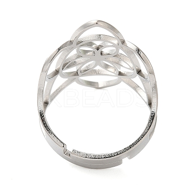 Non-Tarnish Hollow Flower 304 Stainless Steel Adjustable Rings for Women LS-RJEW-N048-06P-1