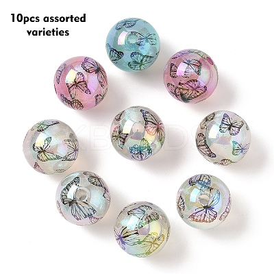 10Pcs Luminous Printed Acrylic Beads OACR-YW0003-56-1