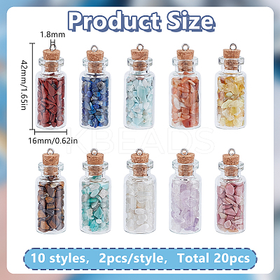 20Pcs 10 Styles Glass Wishing Bottle Pendants PALLOY-HY00068-1