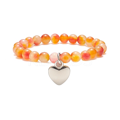 Two Tone Natural Jade Beaded Stretch Bracelet BJEW-JB09176-1