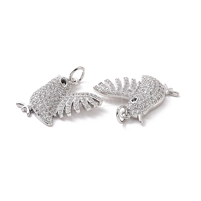 Rack Plating Eco-Friendly Brass Micro Pave Cubic Zirconia Pendants KK-F844-06P-1