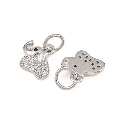 Brass Micro Pave Clear Cubic Zirconia Charms KK-H292-56C-P-1