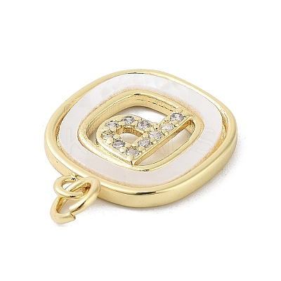 Rack Plating Brass Micro Pave Clear Cubic Zirconia Pendants KK-E102-33G-P-1