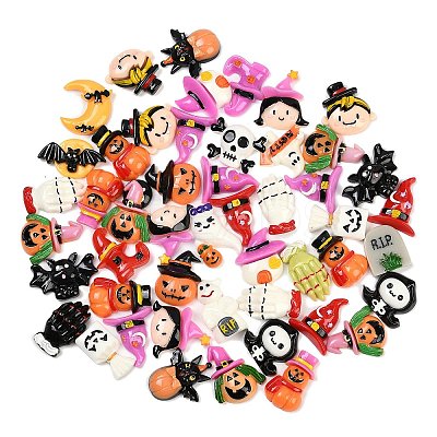 Mixed Halloween Theme Resin Cabochons CRES-MSMC003-01-1