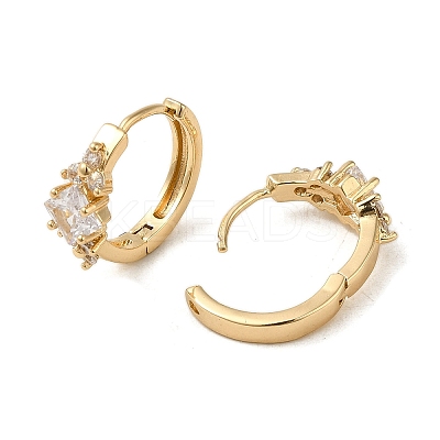 Brass Micro Pave Cubic Zirconia Hoop Earring EJEW-L271-22KCG-05-1