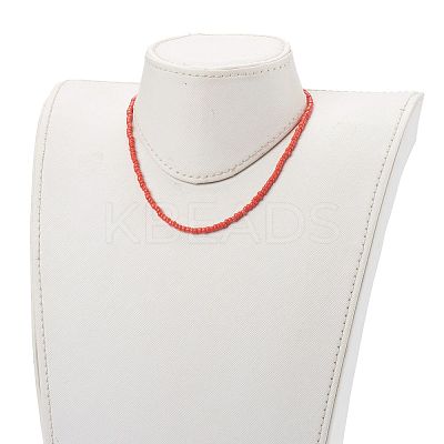Round Opaque Colours Glass Seed Beaded Necklaces NJEW-JN03362-01-1