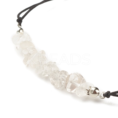 Natural Quartz Crystal Chips Braided Bead Bracelet BJEW-JB08019-06-1
