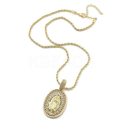 Brass Cubic Zirconia Pendant Necklaces for Women NJEW-U034-01B-G-1