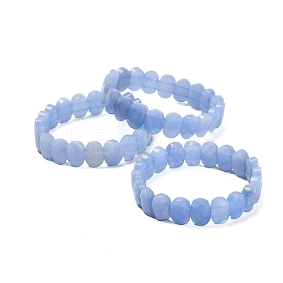 Oval Natural Malaysia Jade Beaded Stretch Bracelets G-P589-02A-1
