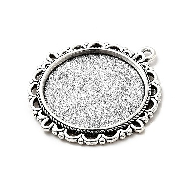 Tibetan Style Alloy Pendant Cabochon Settings X-TIBE-T003-06AS-RS-1