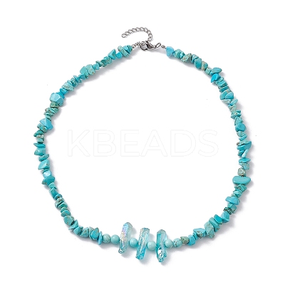 Synthetic Turquoise & Natural Quartz Crystal Chips Beaded Necklaces for Women NJEW-TA00148-1