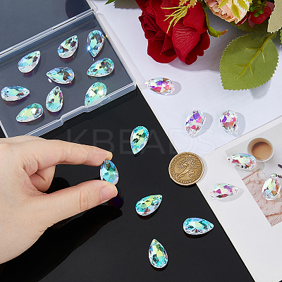 50Pcs Glass Faceted Teardrop Beads FIND-FH0016-62-1