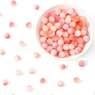 200G Frosted Baking Paint Crackle Glass Beads with Glitter Powder DGLA-YW0001-56H-1