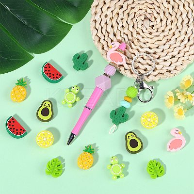 16Pcs 8 Styles Food Grade Silicone Focal Beads SIL-SZ0002-20-1