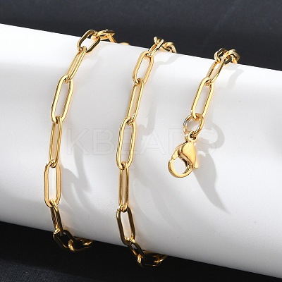 Ion Plating(IP) 304 Stainless Steel Paperclip Chain Necklace X-NJEW-D045-14G-1
