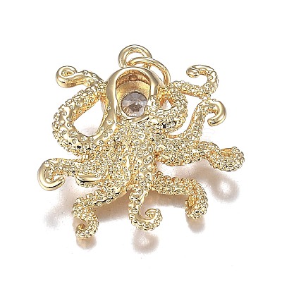Brass Micro Clear & Black Cubic Zirconia Pendants ZIRC-F120-067G-1