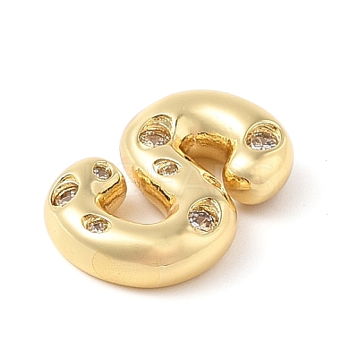 Brass Micro Pave Clear Cubic Zirconia Pendant KK-Z046-01G-S-1