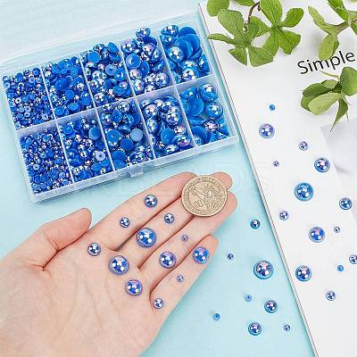70G  5 Styles ABS Plastic Imitation Pearl Cabochons OACR-SC0001-45E-1
