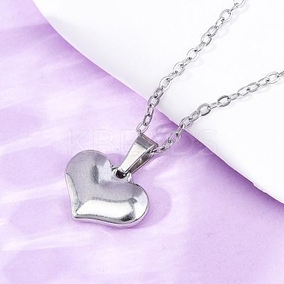 Heart 304 Stainless Steel Pendant Necklaces NJEW-H059-17P-1